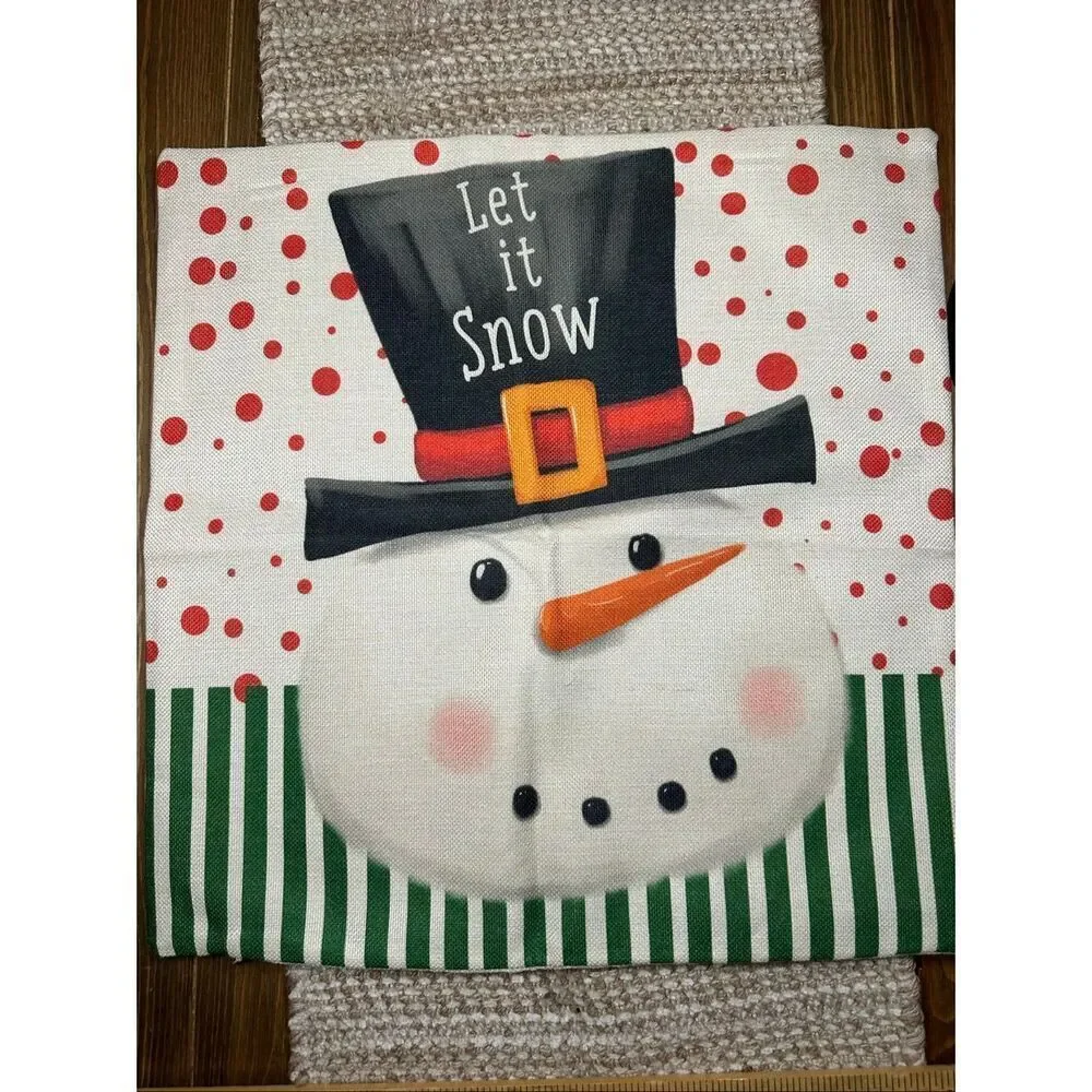 Christmas Snowman throw pillow case cover 17 x 17 New